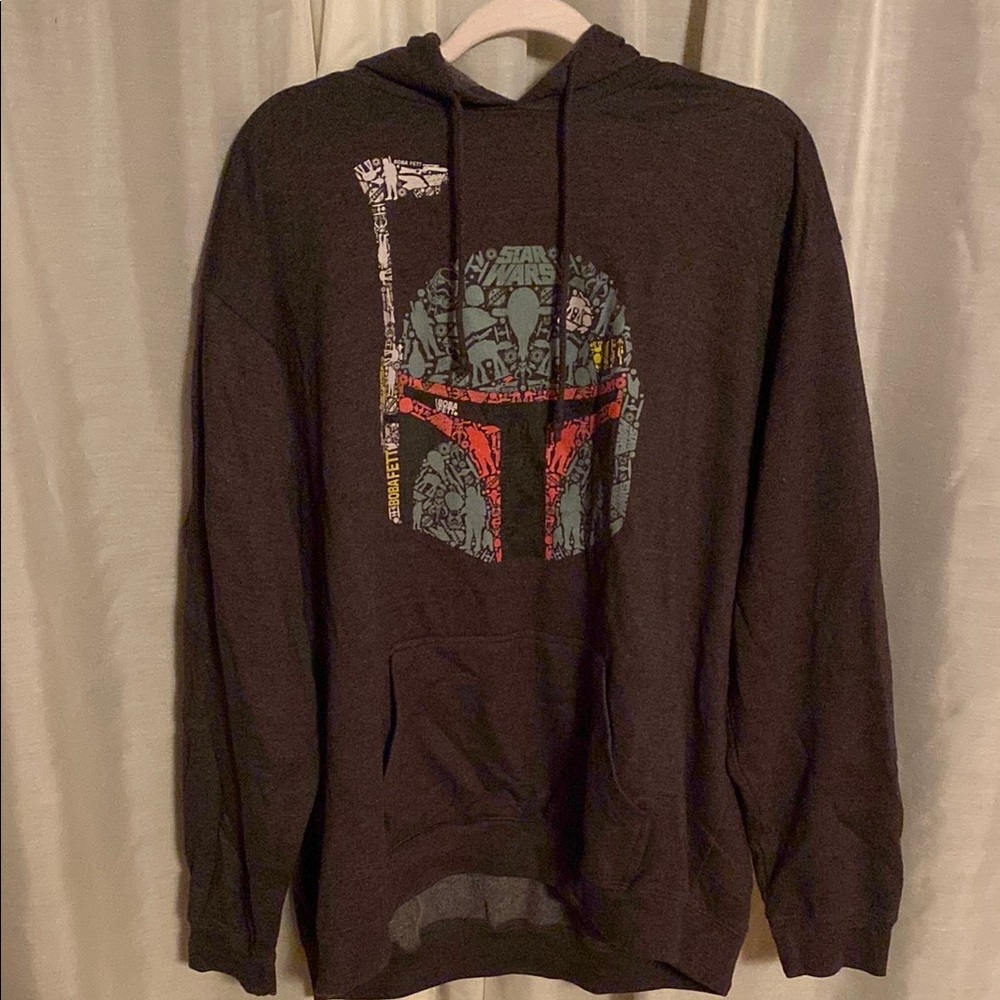 Star Wars Men's Dark Brown Hoodie with Boba Fett Design